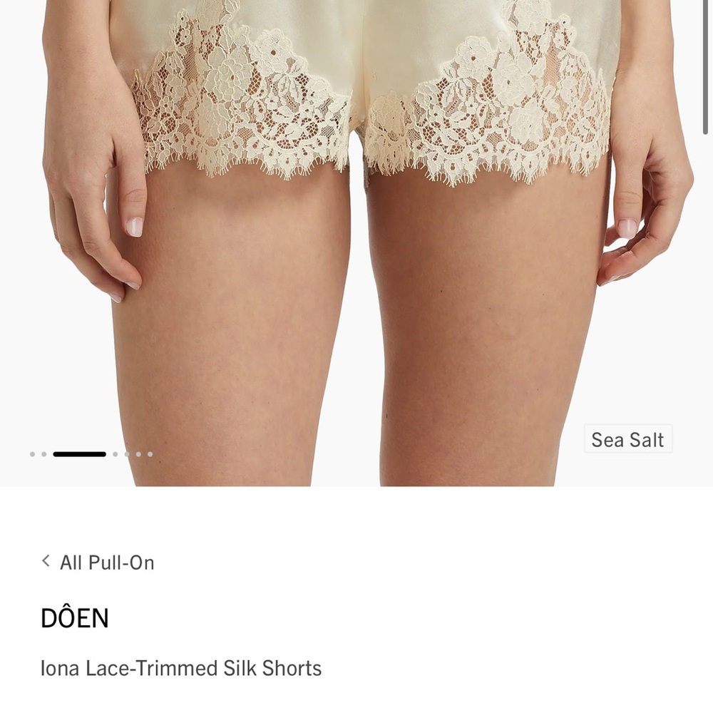Doen Silk Lace-Trim Shorts in Sea Salt Cream